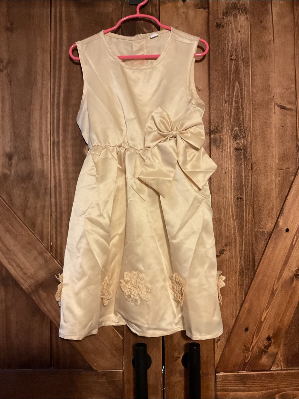 Girls Cream Bow-Accent Party Dress